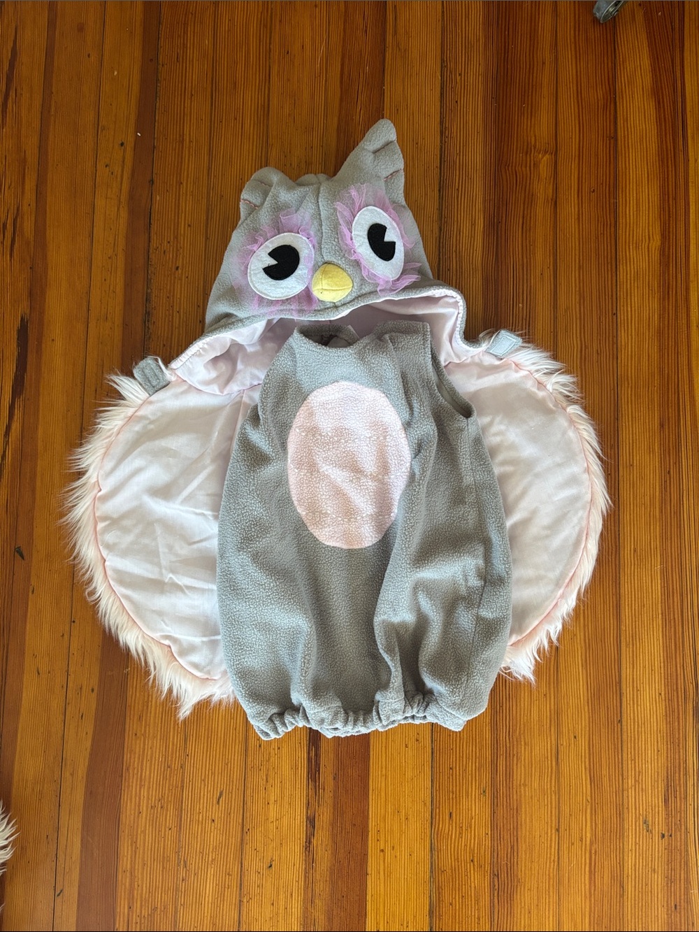 Pottery Barn Kids Gray and Pink Owl Hooded Costume